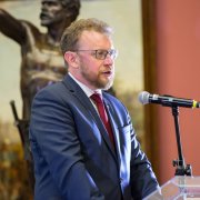 Podsekretarz Stanu w Ministerstwie Nauki i Szkolnictwa Wyższego, Łukasz Szumowski wygłasza przemówienie